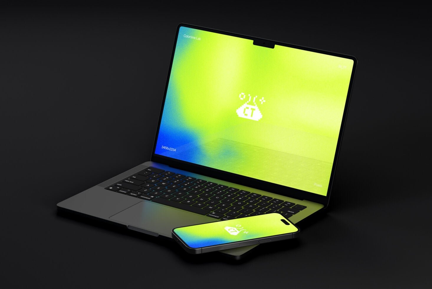 MacBook Pro + iPhone 14 Mockup 3