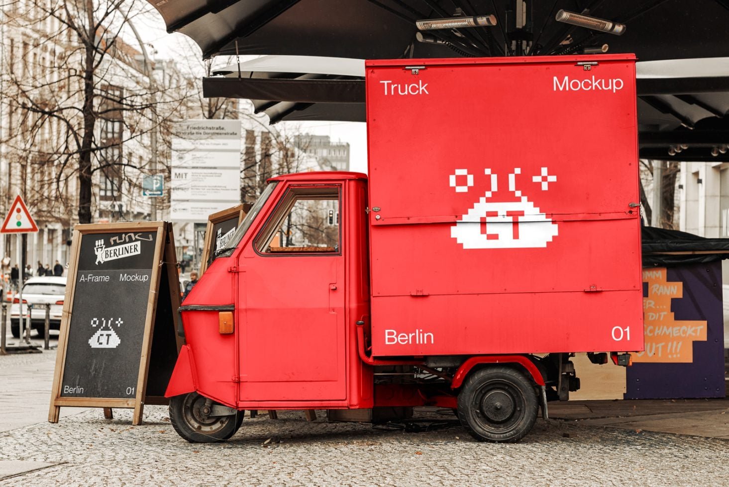 Delivery Truck + A-Frame Mockup BLN 01