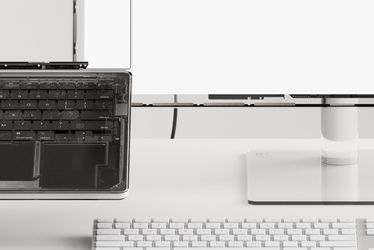 Transparent Macbook+Display Mockup preview 4