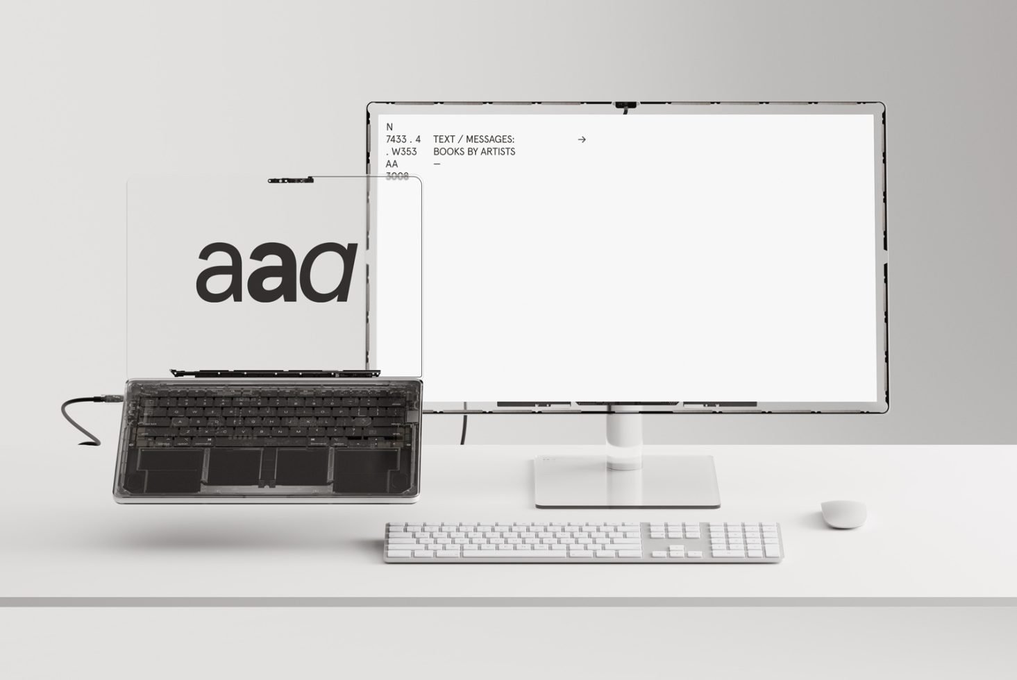 Transparent Macbook+Display Mockup