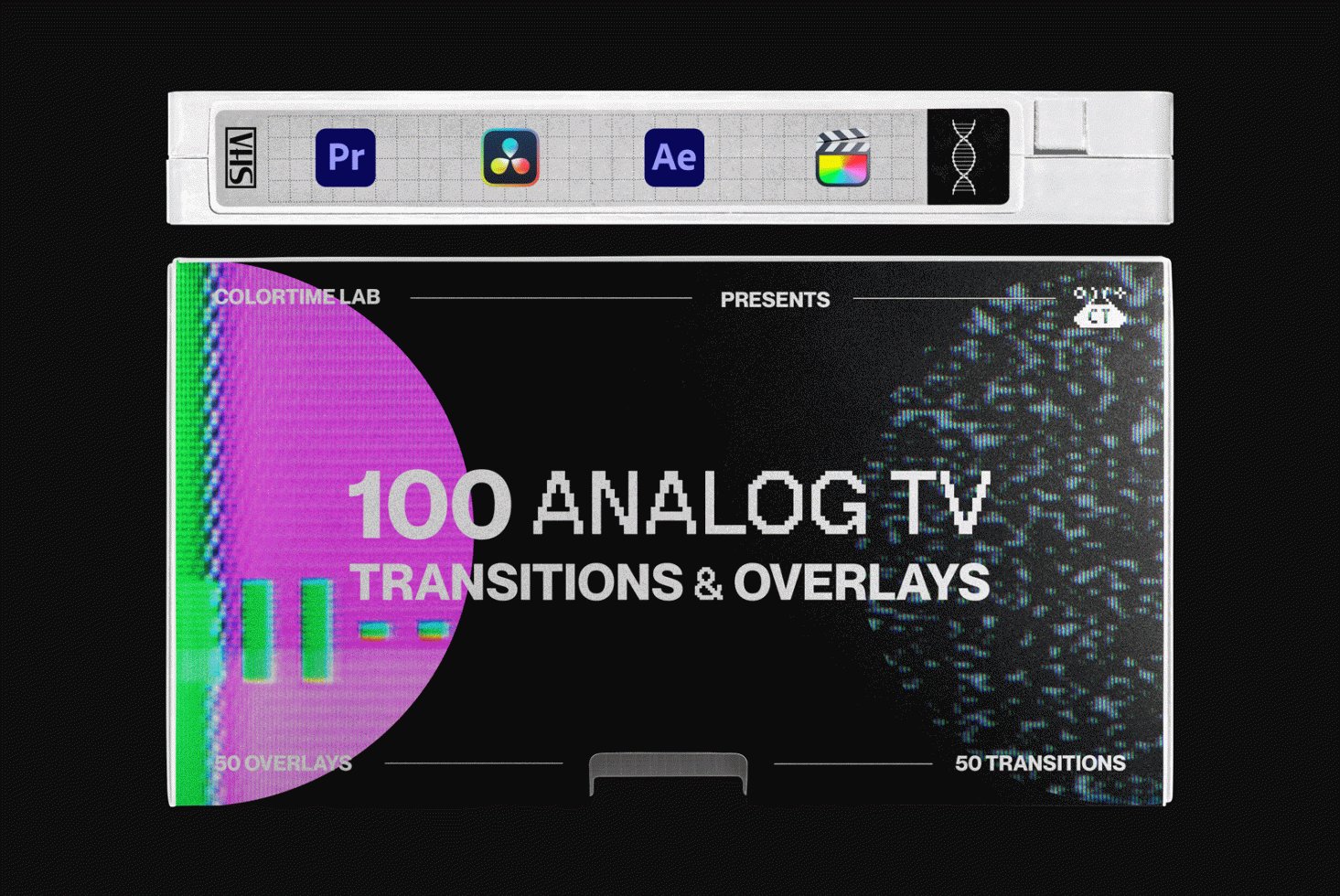 100 Analog TV 4k Transition & Overlay Bundle