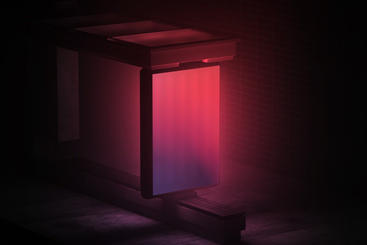 Bus Shelter Lightbox Mockup